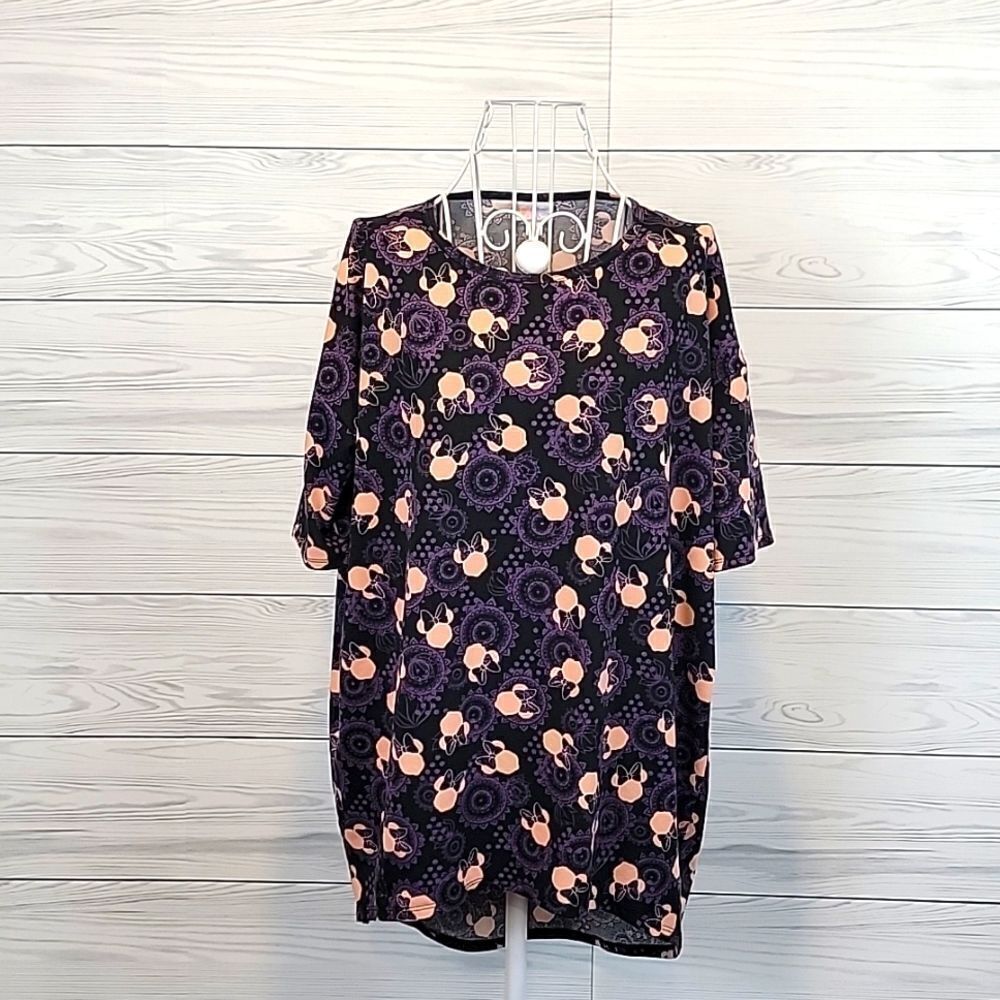 LulaRoe Irma Minnie Mouse tunic top - black, pink, purple Women's Size XS